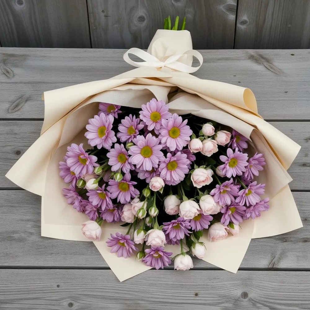 Букет цветов из: Розы и Хризантемы в Горки Ленинские