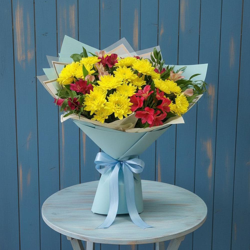 Букет цветов из: Альстромерии и Хризантемы в Горки Ленинские