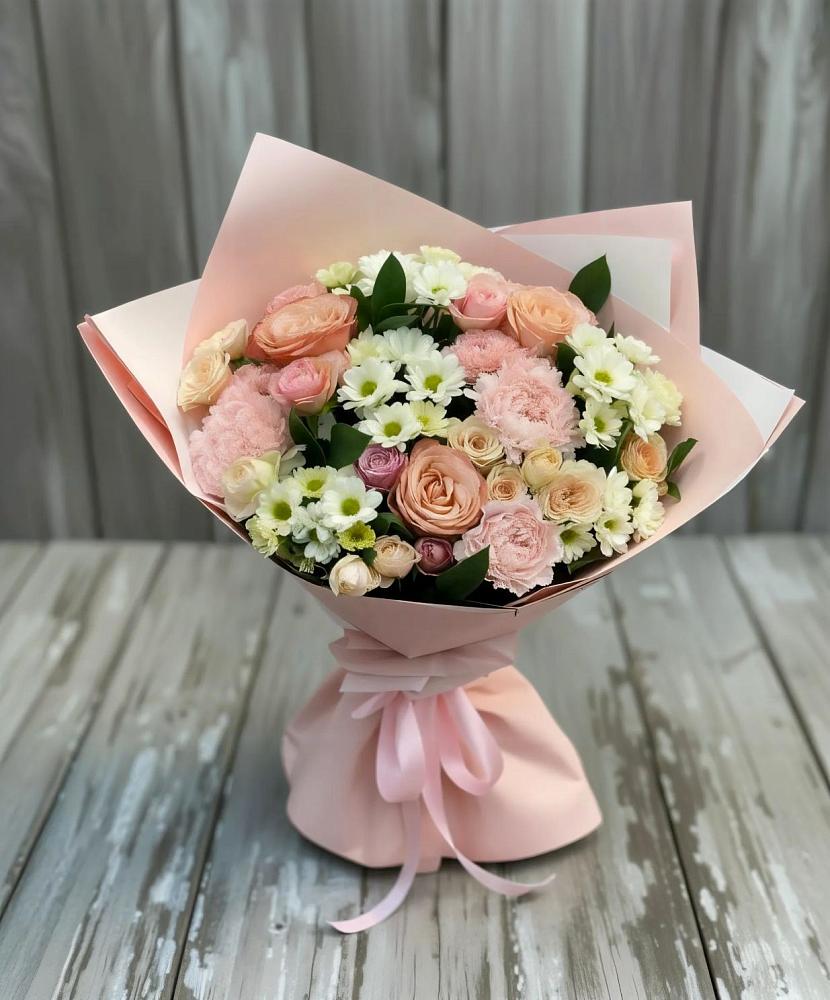 Букет цветов из: Гвоздики, Розы и Хризантемы в Горки Ленинские