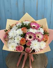 Букет цветов из:  Розы, Герберы и Хризантемы #REPLACE_PRED# Горки Ленинские