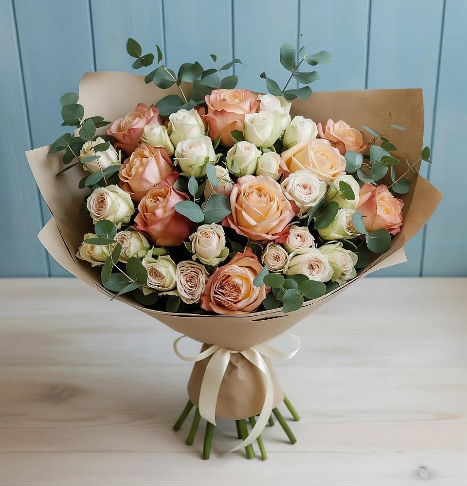 Букет цветов из: Альстромерии и Розы в Горки Ленинские