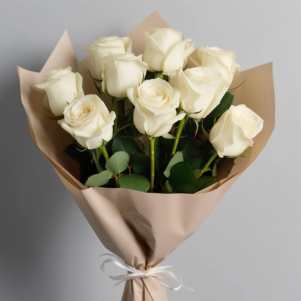 Букет 9 Белых роз Эдлесс Лав в Горки Ленинские
