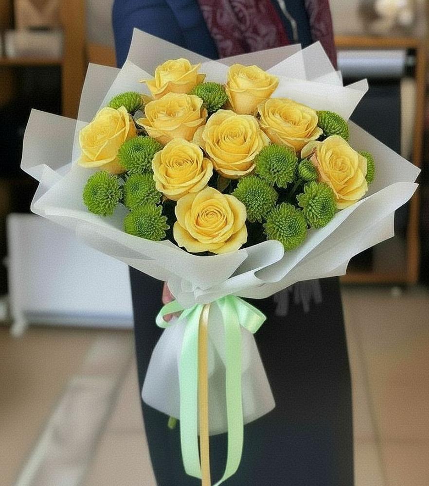 Букет цветов из: Хризантемы и Розы в Горки Ленинские