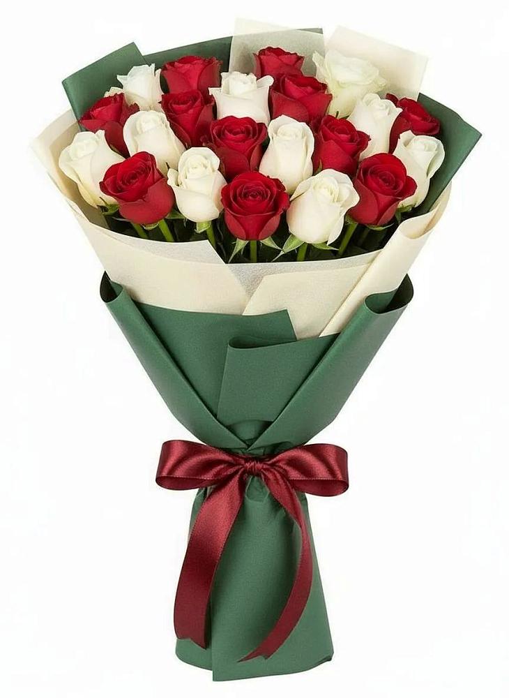 Букет Микс из красных и белых роз в Горки Ленинские