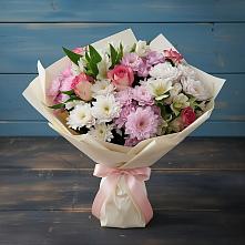 Букет цветов из:  Хризантемы, Альстромерии и Розы в Горки Ленинские