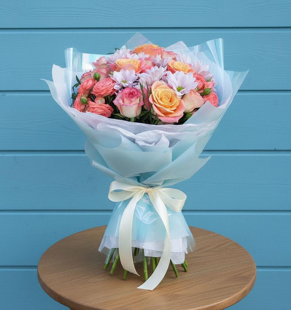 Букет цветов из: Хризантемы и Розы в Горки Ленинские