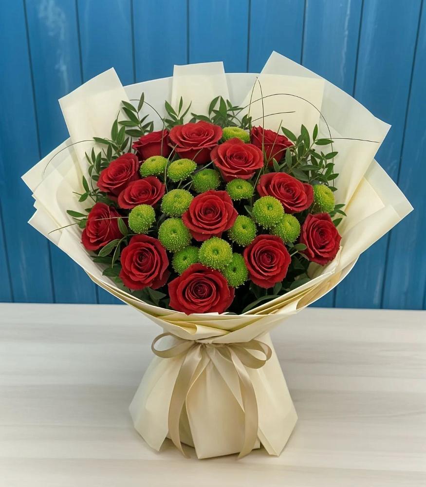 Букет цветов из: Розы и Хризантемы в Горки Ленинские